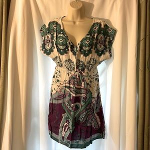 Short Sleeve V Neck Summer/ Vacation Dress, MultiColor, Size Medium, Derek Heart